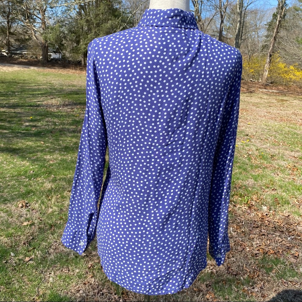 RAILS TOP BUTTON DOWN BLOUSE BLUE WHITE DOT LONG SLEEVE SIZE S - Picture 8 of 11